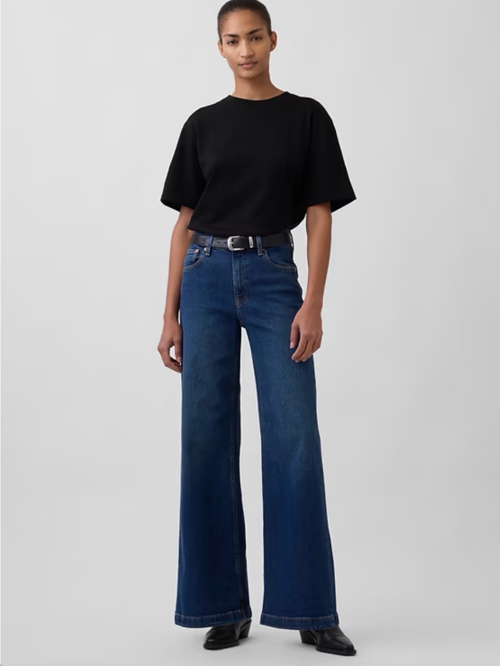 GAP High Rise Stride Wide Leg Jeans - Dark Blue